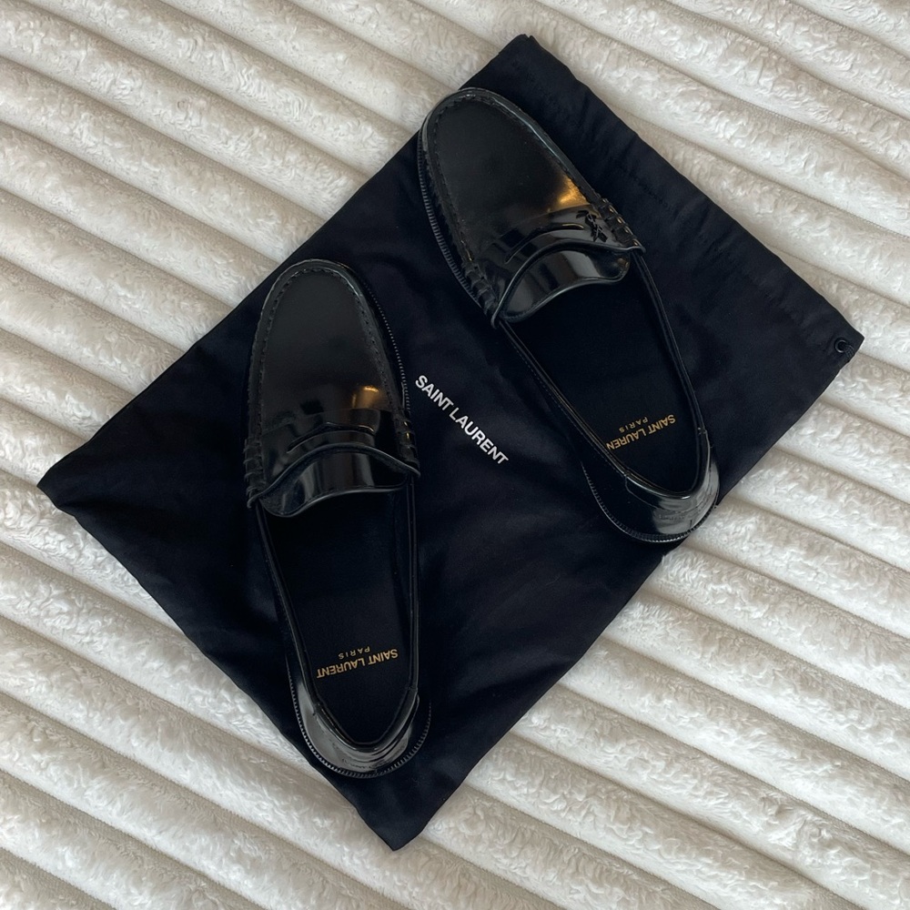 Saint Laurent Black Leather Loafers